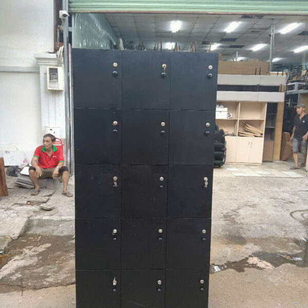 Thanh lý tủ locker gỗ 15 ngăn màu đen