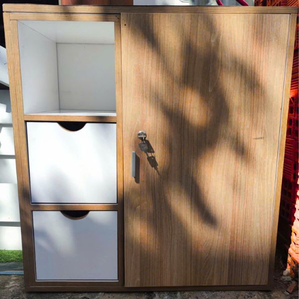 Thanh lý tủ hồ sơ thấp cũ màu nâu gỗ như mới