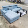 Thanh lý bộ sofa chữ L màu xanh mới 90%
