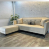 Bộ ghế sofa chữ L bọc da màu trắng kem mới 100%
