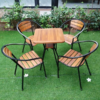 Bộ bàn ghế sắt sân vườn mặt gỗ cao cấp