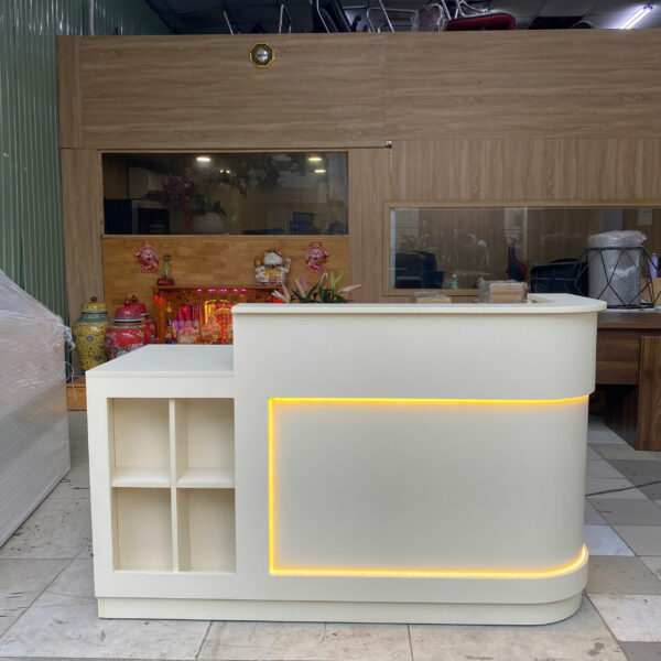 Quầy lễ tân bo cong góc L 1m6 có Led cao cấp