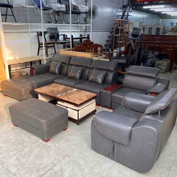 Thanh lý bộ sofa da chữ U kèm bàn
