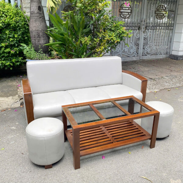 Bộ sofa da khung gỗ cao cấp thanh lý