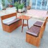 Bộ ghế sofa cafe bọc nệm nâu bàn 2 tầng mới 90%
