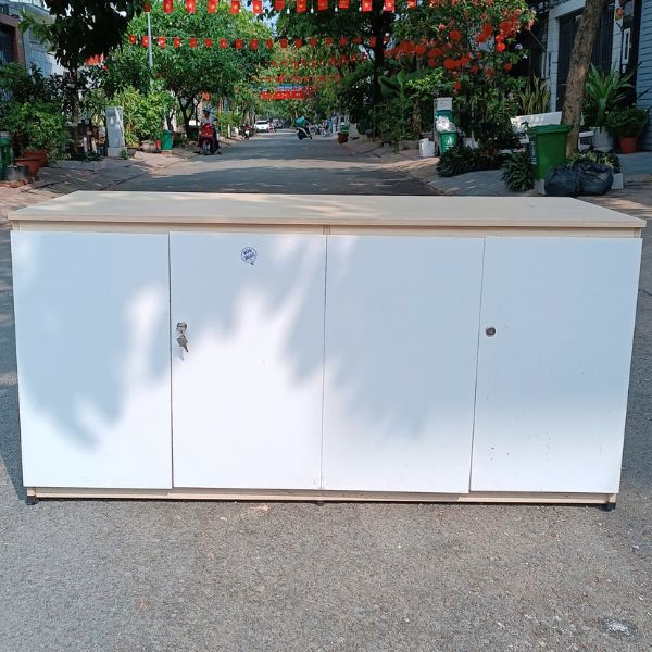 Thanh lý tủ hồ sơ thấp gỗ MDF 4 cánh như mới