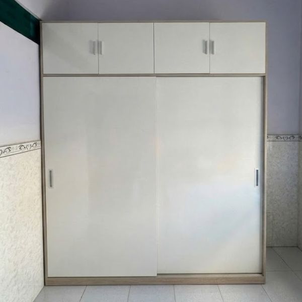 Tủ quần áo gỗ MDF 2 cánh lùa hiện đại, gọn gàng